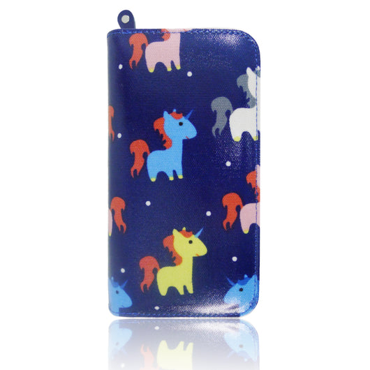 Unicorn Print Long Purse - Dark Blue image 1