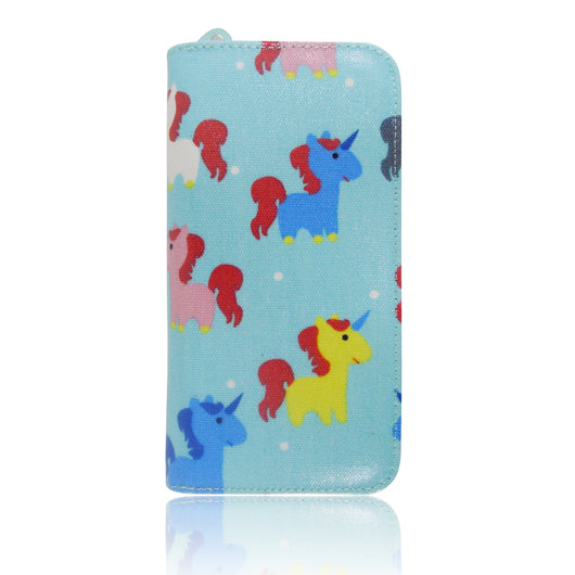 Unicorn Print Long Purse - Turquoise image 1