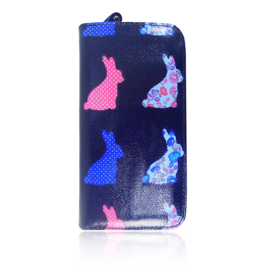 Rabbit Print Long Purse - Dark Blue image 1