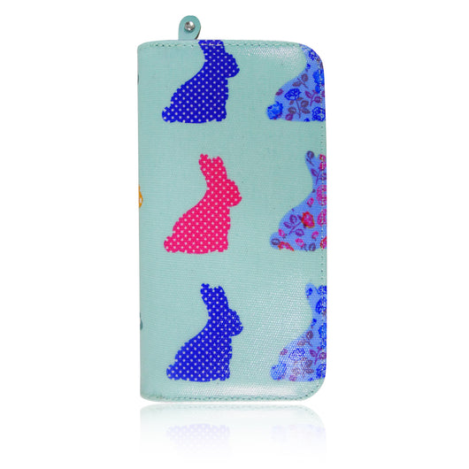 Rabbit Print Long Purse - Turquoise image 1