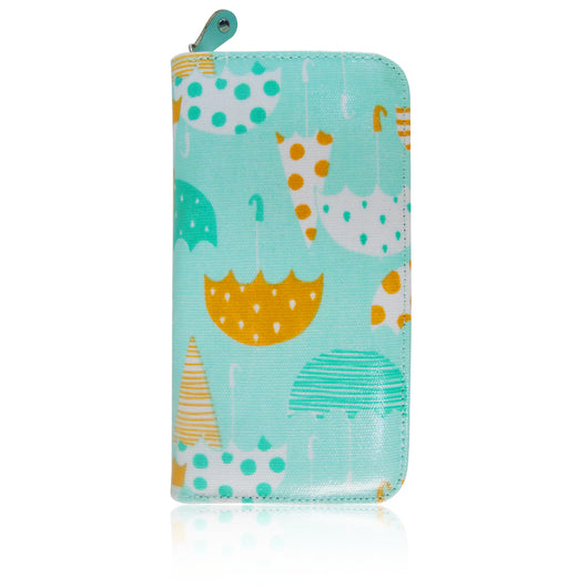 Umbrella Print Long Purse - Turquoise image 1