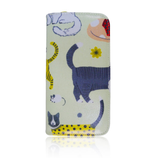 Mixed Cat Print Long Purse - Beige image 1