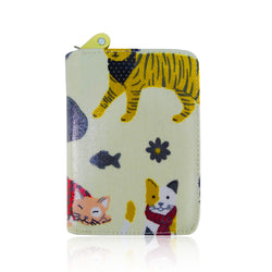Mixed Cat Print Small Purse - Beige image 1