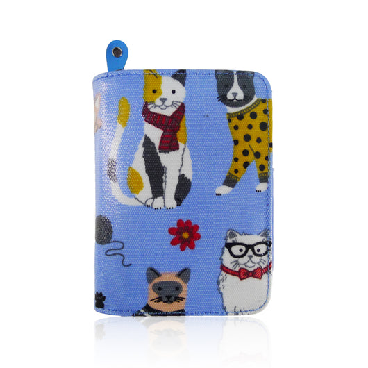 Mixed Cat Print Small Purse - Light Blue image 1