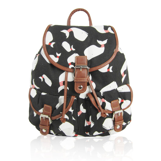 Whale Retro Rucksack - Black image 1