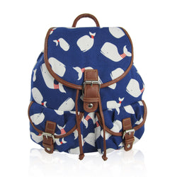 Whale Retro Rucksack - Dark Blue image 1
