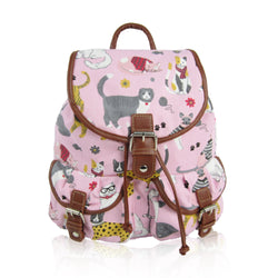 Mixed Cat Retro Rucksack - Pink image 1