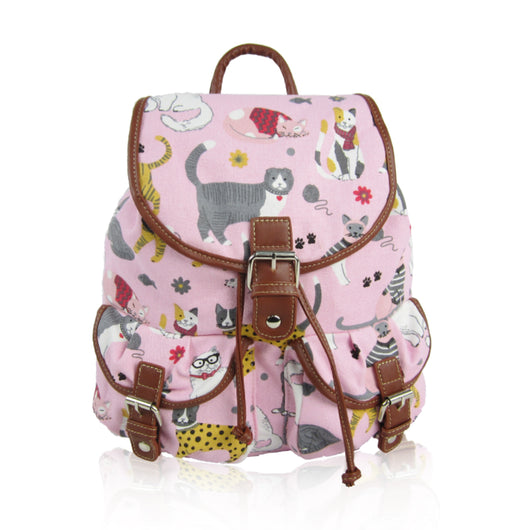 Mixed Cat Retro Rucksack - Pink image 1