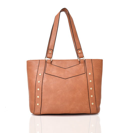 Layla Stud Detail Tote - yellow brown image 1