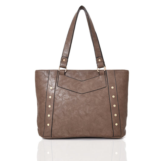 Layla Stud Detail Tote - dark khaki image 1
