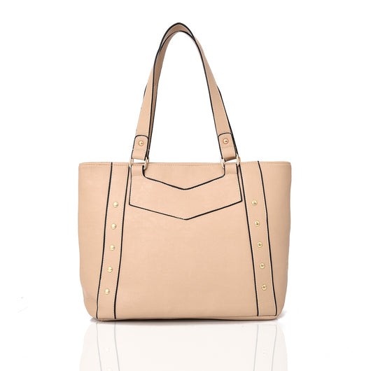 Layla Stud Detail Tote - beige image 1