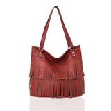 Evelyn Fringed Shopper - red brown image 1