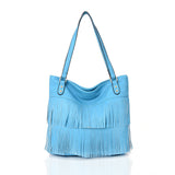 Evelyn Fringed Shopper - light blue image 1