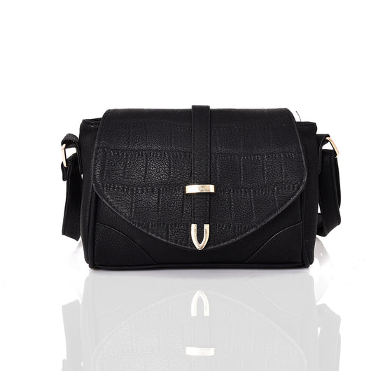 Snake Flap Cross Body Bag - black image 1