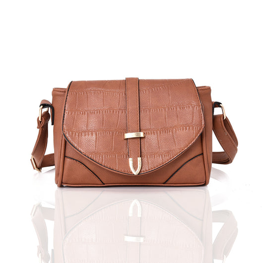Snake Flap Cross Body Bag - red brown image 1