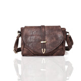 Snake Flap Cross Body Bag - brown image 1