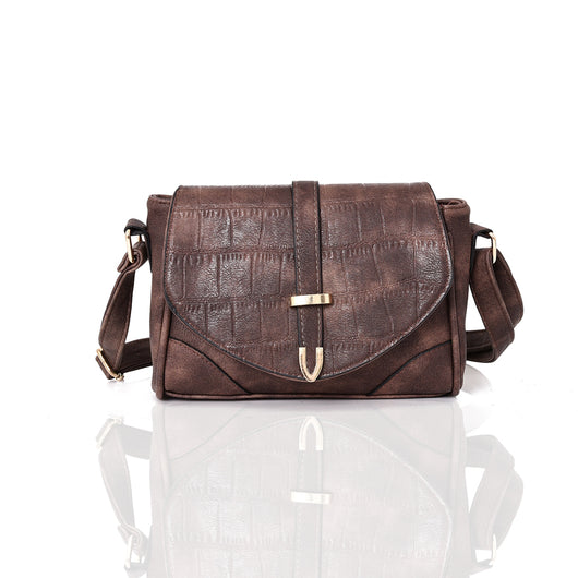 Snake Flap Cross Body Bag - brown image 1