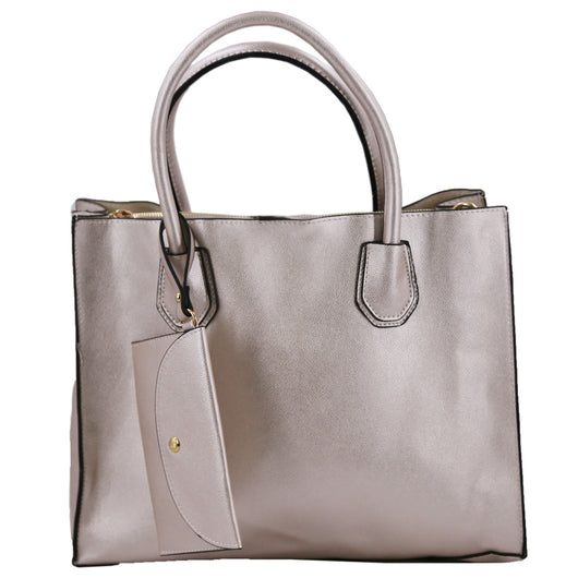 Metallic Tote With Mini Purse - Soft Gold image 1
