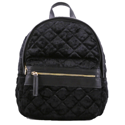 Quilted Velour Backpack - Black image 1