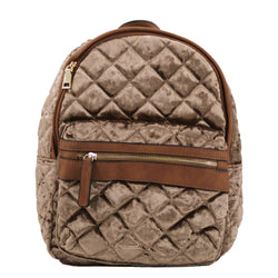 Quilted Velour Backpack - Bronze image 1
