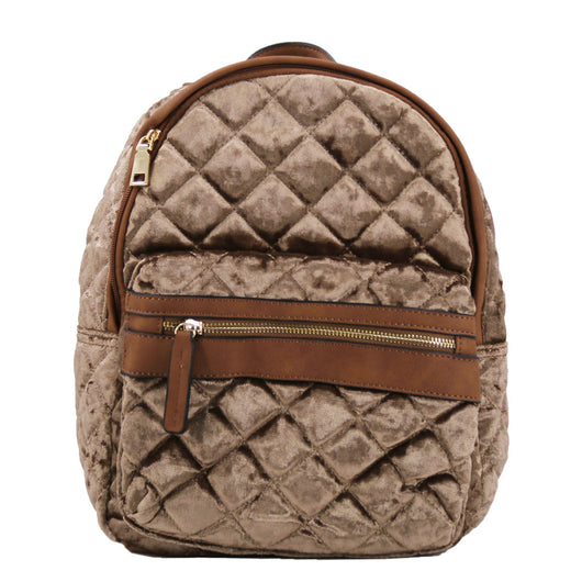 Quilted Velour Backpack - Bronze image 1