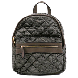 Quilted Velour Backpack - Khaki image 1
