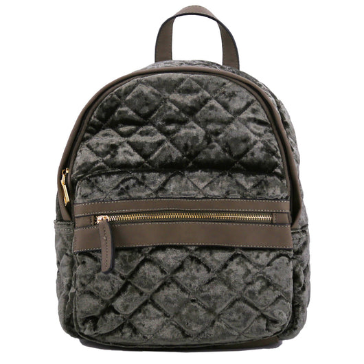 Quilted Velour Backpack - Khaki image 1