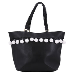 Summer Pom Pom Tote - Black image 1