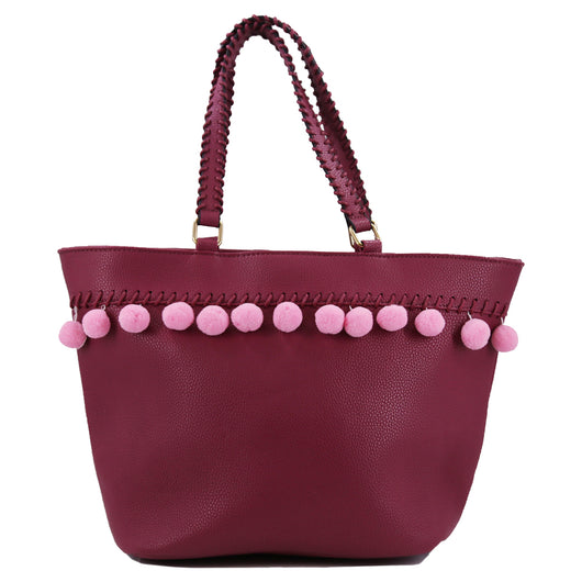 Summer Pom Pom Tote - Pink image 1
