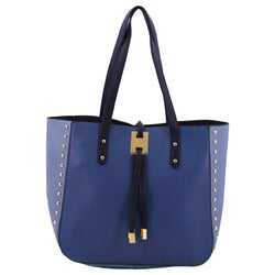 Medium Studded Shopper With Bag Inside - Blue image 1