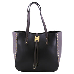 Medium Studded Shopper With Bag Inside - Black image 1