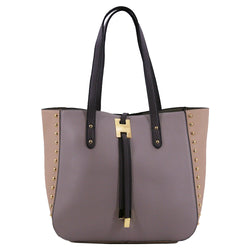 Medium Studded Shopper With Bag Inside - Grey image 1