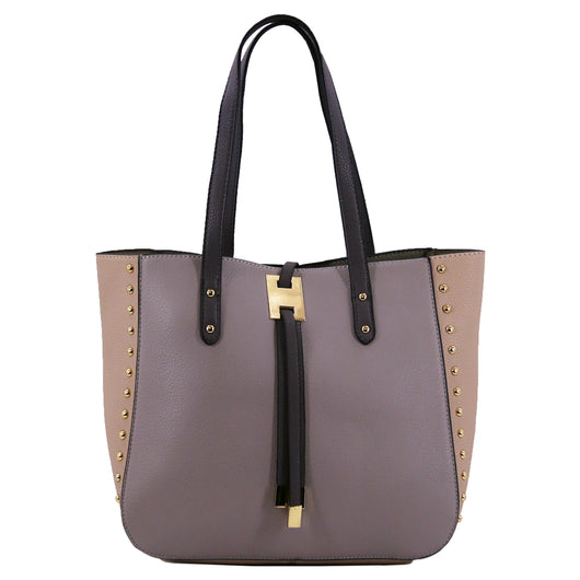 Medium Studded Shopper With Bag Inside - Grey image 1