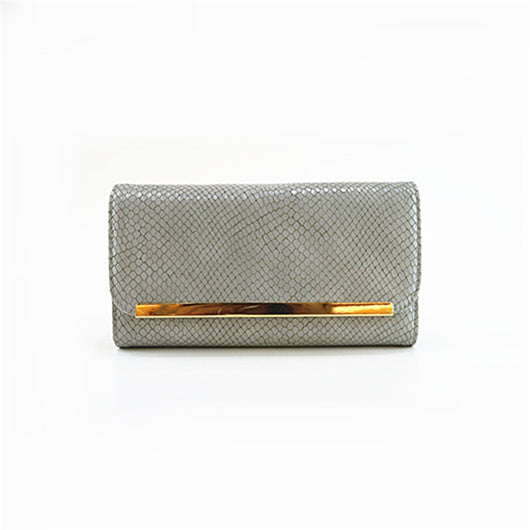 Plain Mock Snake Purse - Grey image 1