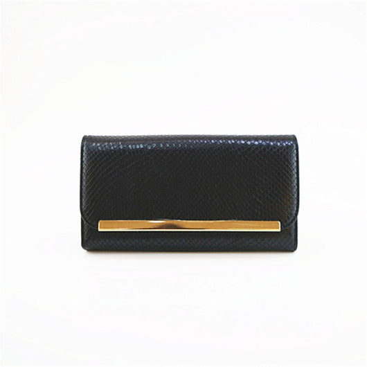 Plain Mock Snake Purse - Black image 1