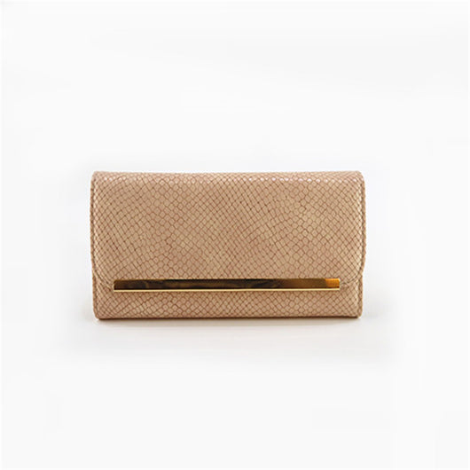 Plain Mock Snake Purse - Pink image 1
