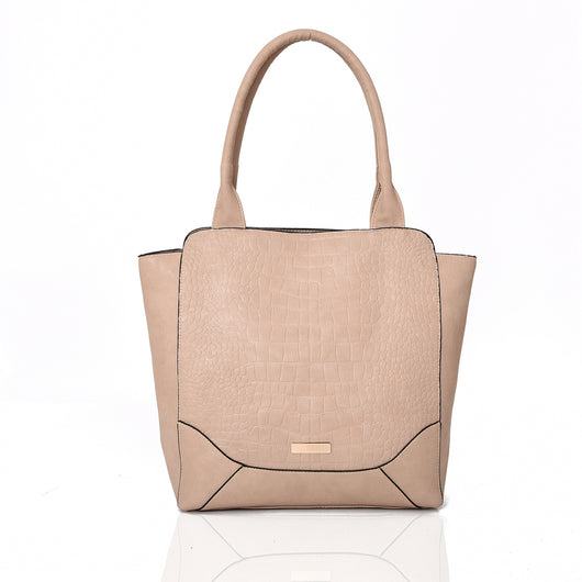 Pansy Croc Finish Shopper - Beige image 1