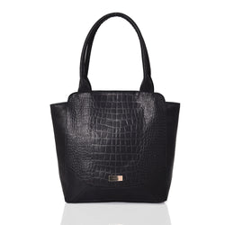 Pansy Croc Finish Shopper - Black image 1