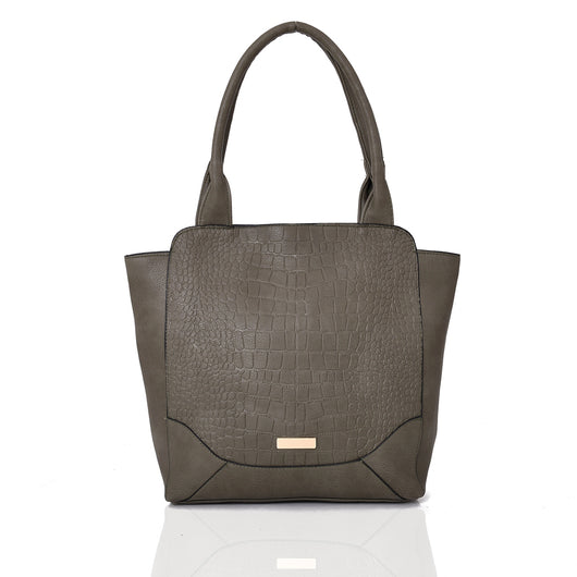 Pansy Croc Finish Shopper - Grey image 1