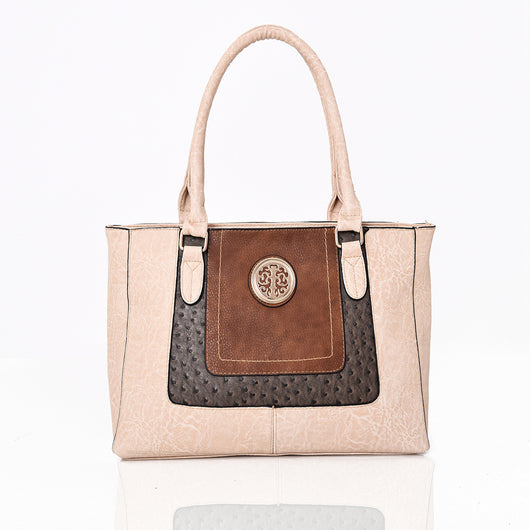 Parlan Mix Material Shoulder Bag - Beige image 1