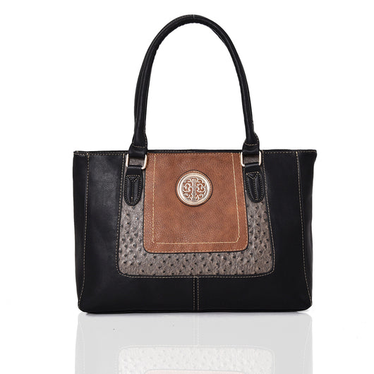 Parlan Mix Material Shoulder Bag - Black image 1