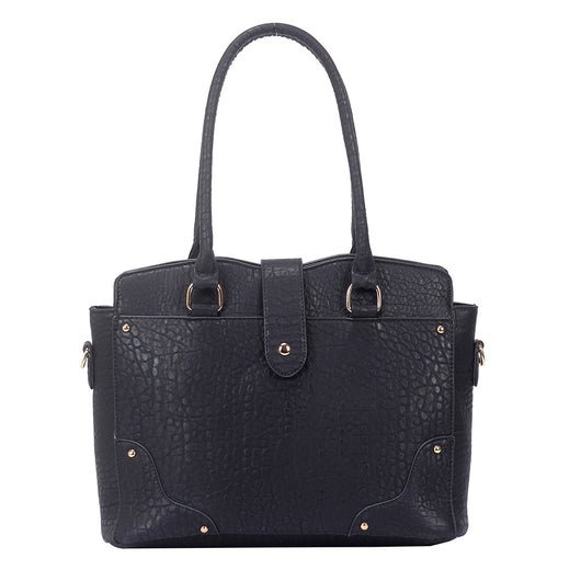 Maddison tote bag with luggage tags - black image 1