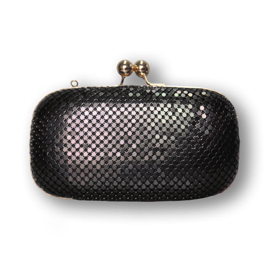 Afia chainmail clip top clutch  - BLACK image 1
