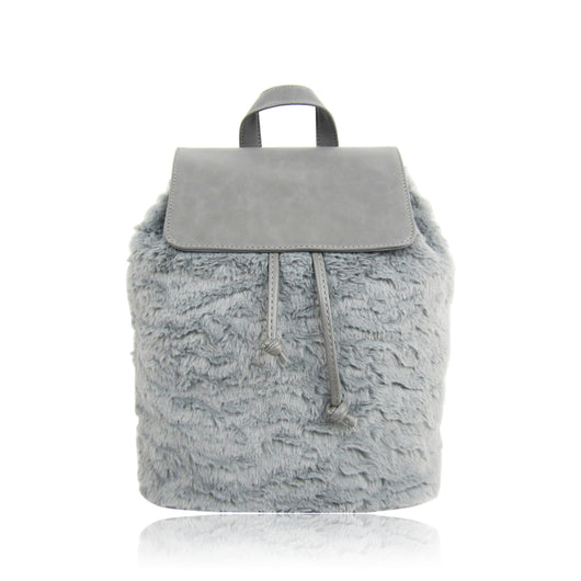 Lola Faux Fur Backpack - Grey image 1