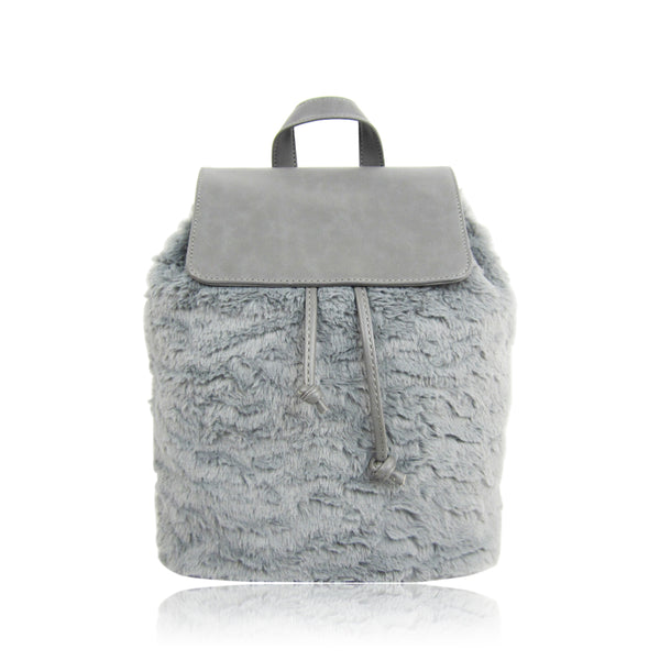 Lola Faux Fur Backpack - Grey image 1