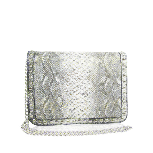 Reptile Braid Trim Shoulder Bag - Black / White image 1