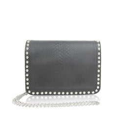 Reptile Braid Trim Shoulder Bag - Black image 1