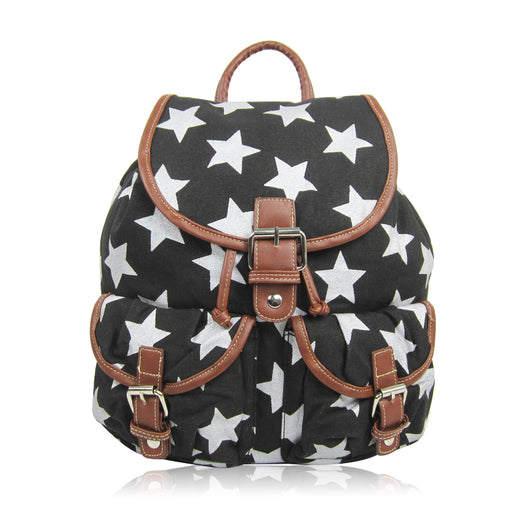 Stars Retro Rucksack - Black image 1