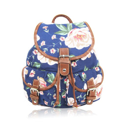 Large Flower Retro Rucksack - Dark Blue image 1