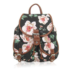 Large Flower Retro Rucksack - Black image 1